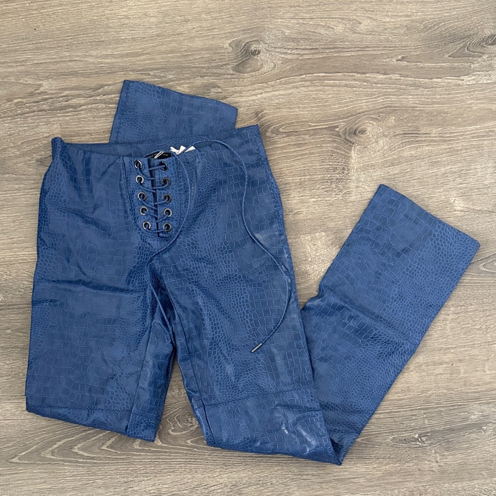 Blue Leather Pants